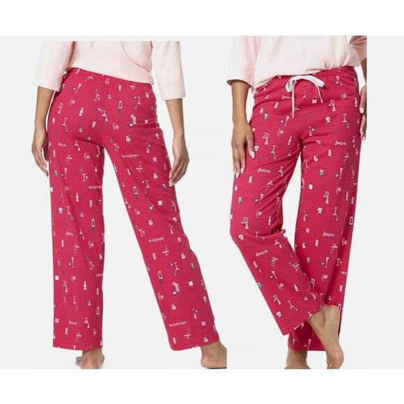 HUE Other - HUE Womens Small Holiday Classic Pajama Lounge Pants Christmas Cocktails Snowmen